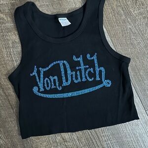 Von Dutch rhinestone design crop top